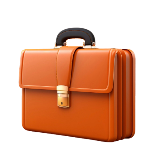 An orange briefcase symbolizing professional business services