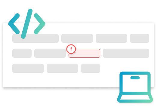 A user interface highlighting an error in code and system monitoring