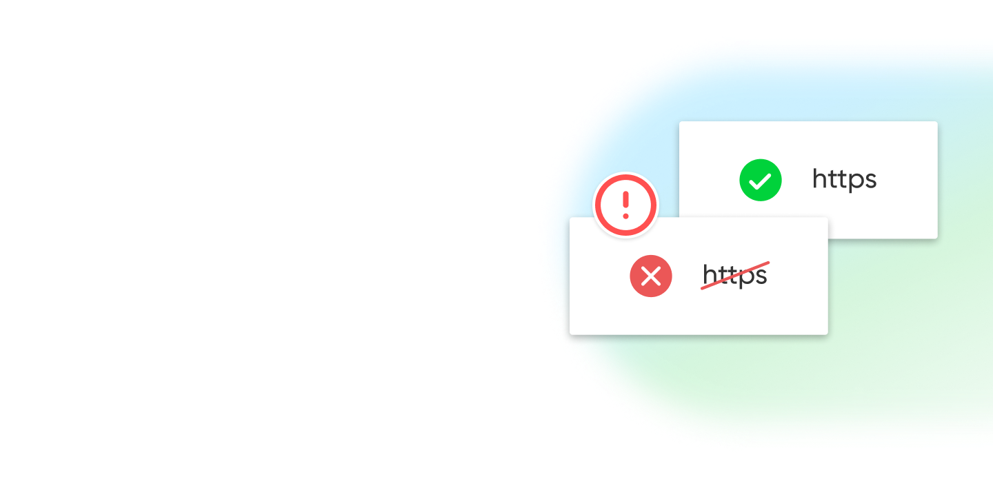 Visual indicator showing secure and insecure HTTPS connection statuses